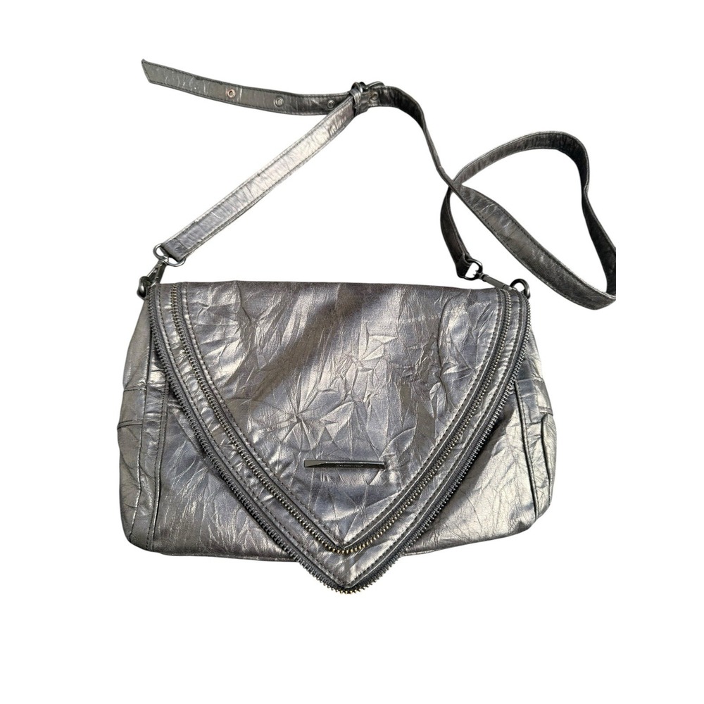 Matt & Nat crinkled Black vegan leather crossbody With‎ Zipper Accents Recycled